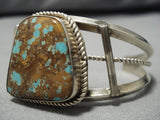 High Grade Antural Royston Turquoise Vintage Native American Navajo Sterling Silver Bracelet Old-Nativo Arts