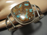 High Grade Antural Royston Turquoise Vintage Native American Navajo Sterling Silver Bracelet Old-Nativo Arts