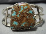 High Grade Antural Royston Turquoise Vintage Native American Navajo Sterling Silver Bracelet Old-Nativo Arts