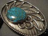 High Grade Blue Carico Lake Turquoise Vintage Navajo Native American Jewelry Silver Bolo Tie-Nativo Arts