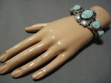High Grade Carico Lake Turquoise Vintage Native American Navajo Sterling Silver Bracelet Old-Nativo Arts