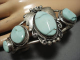High Grade Carico Lake Turquoise Vintage Native American Navajo Sterling Silver Bracelet Old-Nativo Arts