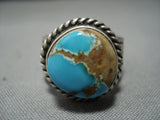 High Grade Green Turquoise Vintage Navajo Sterling Silver Native American Jewelry Ring-Nativo Arts