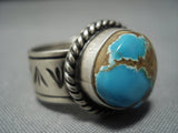 High Grade Green Turquoise Vintage Navajo Sterling Silver Native American Jewelry Ring-Nativo Arts