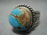 High Grade Green Turquoise Vintage Navajo Sterling Silver Native American Jewelry Ring-Nativo Arts