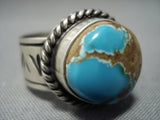 High Grade Green Turquoise Vintage Navajo Sterling Silver Native American Jewelry Ring-Nativo Arts