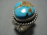 High Grade Green Turquoise Vintage Navajo Sterling Silver Native American Jewelry Ring-Nativo Arts