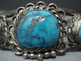 High Grade Morenci Turquoise!! Vintage Navajo Sterling Native American Jewelry Silver Bracelet-Nativo Arts