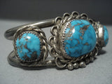 High Grade Morenci Turquoise!! Vintage Navajo Sterling Native American Jewelry Silver Bracelet-Nativo Arts