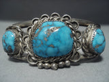 High Grade Morenci Turquoise!! Vintage Navajo Sterling Native American Jewelry Silver Bracelet-Nativo Arts