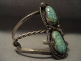 High Grade Old Deposit Royston Turquoise Vintage Navajo Native American Jewelry Silver Bracelet-Nativo Arts