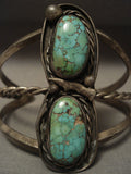 High Grade Old Deposit Royston Turquoise Vintage Navajo Native American Jewelry Silver Bracelet-Nativo Arts