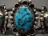 High Grade Older Vintage Navajo Domed Morenci Turquoise Native American Jewelry Silver Bracelet-Nativo Arts