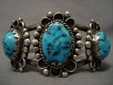 High Grade Older Vintage Navajo Domed Morenci Turquoise Native American Jewelry Silver Bracelet-Nativo Arts