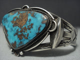 High Grade Pilot Mountain Turquoise Vintage Navajo Sterling Native American Jewelry Silver Bracelet Old-Nativo Arts