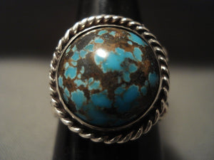High Grade Vintage Navajo Bisbee Turquoise Native American Jewelry Silver Ring-Nativo Arts