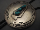 Historical Vintage Navajo Community College Turquoise Native American Jewelry Silver Bolo Tie-Nativo Arts