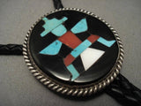 Historical Vintage Zuni John Gordon Leek Turquoise Native American Jewelry Silver Bolo Tie-Nativo Arts