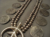 Huge 163 Gram Vintage Navajo Native American Jewelry Silver Coin Squash Blossom Necklace-Nativo Arts