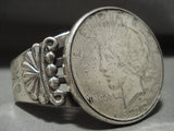 Huge 1922 Coin Vintage Navajo Native American Jewelry Silver Bracelet Old Vtg Antique Jewelry-Nativo Arts