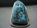 Huge 25 Grams!! Vintage Native American Jewelry Navajo Turquoise Sterling Silver Ring-Nativo Arts