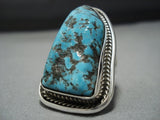 Huge 25 Grams!! Vintage Native American Jewelry Navajo Turquoise Sterling Silver Ring-Nativo Arts