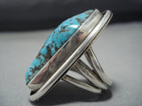 Huge 25 Grams!! Vintage Native American Jewelry Navajo Turquoise Sterling Silver Ring-Nativo Arts