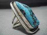 Huge 25 Grams!! Vintage Native American Jewelry Navajo Turquoise Sterling Silver Ring-Nativo Arts