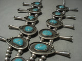 Huge 278 Gram Vintage Navajo Mountain Turquoise Native American Jewelry Silver Squash Blossom Necklace-Nativo Arts