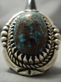 Huge 30 Gram Vintage Navajo Spiderweb Bob Robbins Turquoise Sterling Native American Jewelry Silver Ring-Nativo Arts