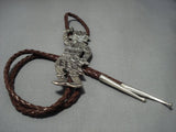 Huge 5 Inch Native American Jewelry Navajo Sterling Silver Kachina Dancer Native American Jewelry Navajo Bolo Tie-Nativo Arts