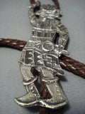 Huge 5 Inch Native American Jewelry Navajo Sterling Silver Kachina Dancer Native American Jewelry Navajo Bolo Tie-Nativo Arts