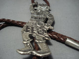 Huge 5 Inch Native American Jewelry Navajo Sterling Silver Kachina Dancer Native American Jewelry Navajo Bolo Tie-Nativo Arts