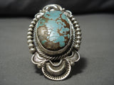 Huge!! #8 Turquoise Vintage Native American Navajo Sterling Silver Rick Martinez Ring-Nativo Arts