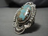 Huge!! #8 Turquoise Vintage Native American Navajo Sterling Silver Rick Martinez Ring-Nativo Arts
