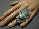 Huge!! #8 Turquoise Vintage Native American Navajo Sterling Silver Rick Martinez Ring-Nativo Arts