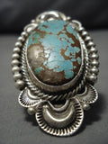Huge!! #8 Turquoise Vintage Native American Navajo Sterling Silver Rick Martinez Ring-Nativo Arts