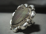 Huge **abalone Shell Heart** Navajo Native American Jewelry Silver Ring-Nativo Arts