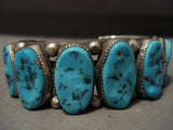 Huge And Chunky Vintage Navajo Old Sleeping Beauty Turquoise Native American Jewelry Silver Bracelet-Nativo Arts