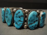 Huge And Chunky Vintage Navajo Old Sleeping Beauty Turquoise Native American Jewelry Silver Bracelet-Nativo Arts
