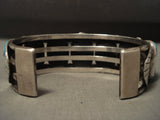 Huge And Chunky Vintage Navajo Old Sleeping Beauty Turquoise Native American Jewelry Silver Bracelet-Nativo Arts