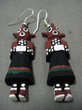 Huge And Completely Handmade 'Real Kachina Doll' Sterling Native American Jewelry Silver Earrings-Nativo Arts