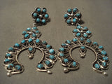 Huge And Fabulous Navajo Turquoise Native American Jewelry Silver Earrings-Nativo Arts