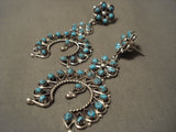 Huge And Fabulous Navajo Turquoise Native American Jewelry Silver Earrings-Nativo Arts