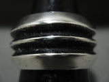 Huge And Heavy Aaron Anderson Tufa Casted Sterling Native American Jewelry Silver Navajo Ring-Nativo Arts