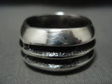 Huge And Heavy Aaron Anderson Tufa Casted Sterling Native American Jewelry Silver Navajo Ring-Nativo Arts