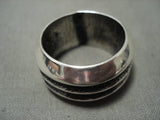 Huge And Heavy Aaron Anderson Tufa Casted Sterling Native American Jewelry Silver Navajo Ring-Nativo Arts