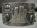 Huge And Heavy Domed Turquoise Navajo Monument Valley Native American Jewelry Silver Bracelet-Nativo Arts