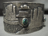 Huge And Heavy Domed Turquoise Navajo Monument Valley Native American Jewelry Silver Bracelet-Nativo Arts