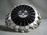 Huge And Intricate Vintage Zuni Turquoise Coral Native American Jewelry Silver Bracelet Old-Nativo Arts